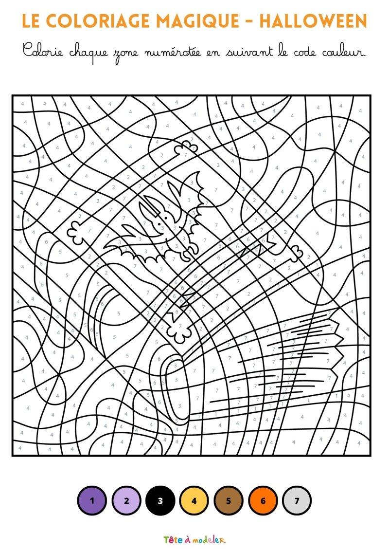 Coloriage magique d'Halloween pdf
