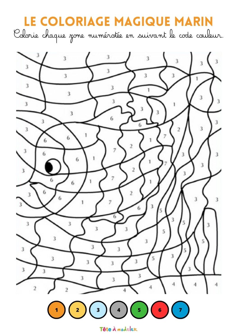 Coloriage magique marin : Le petit poisson