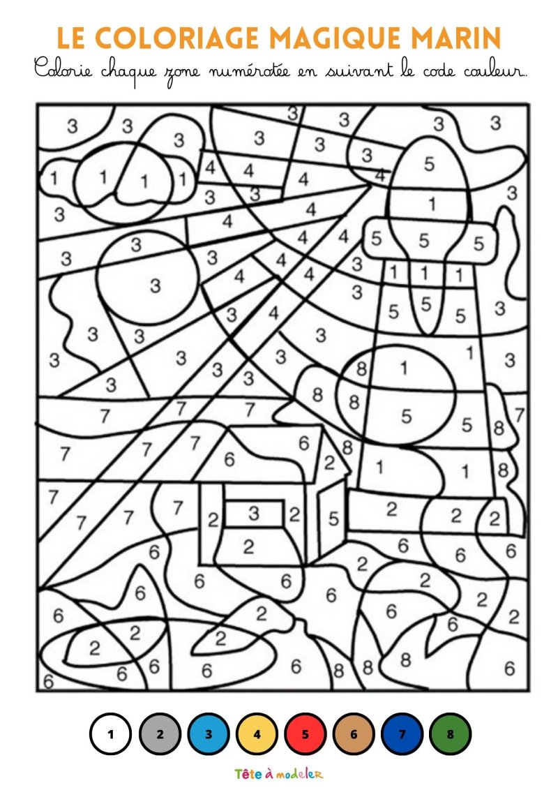 Coloriage magique marin : Le phare