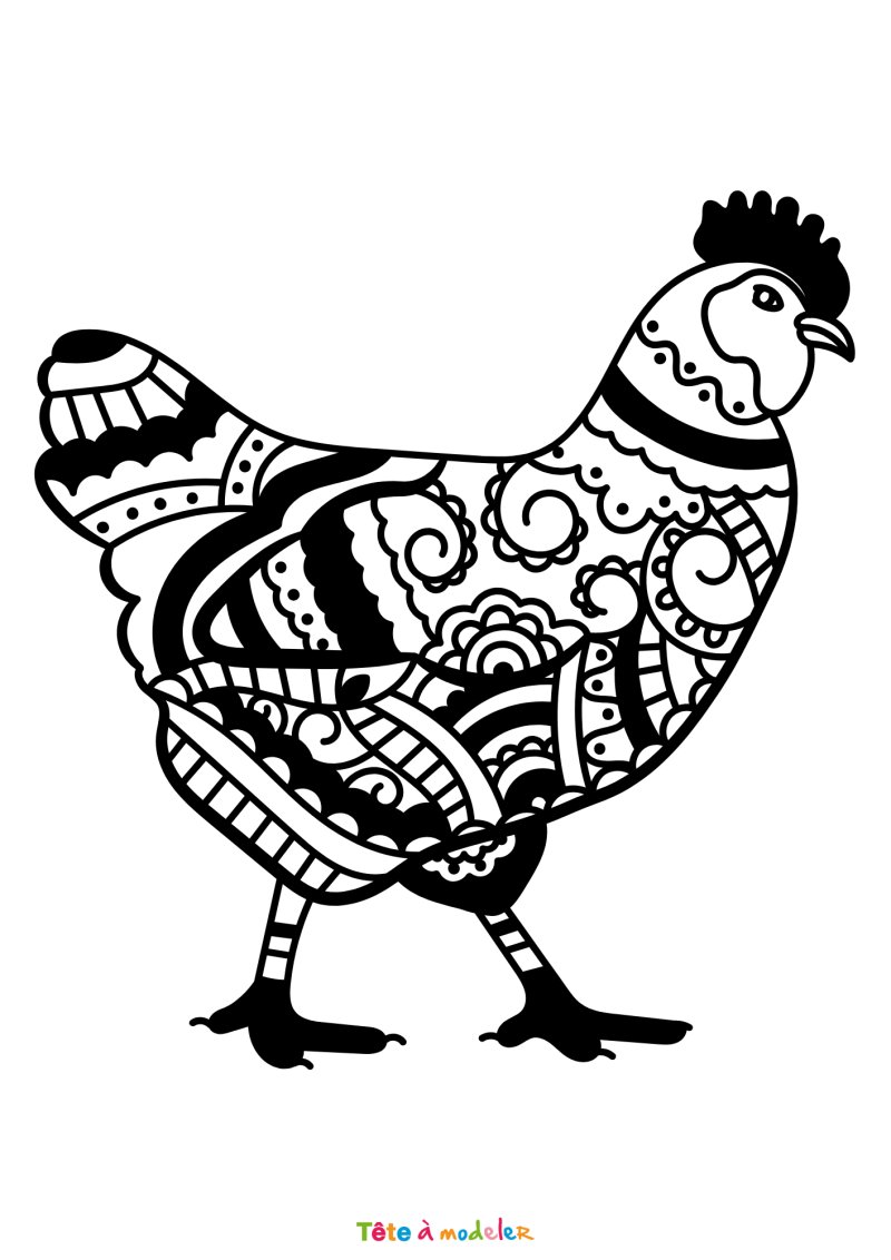 Coloriage Mandala poule de Pâques