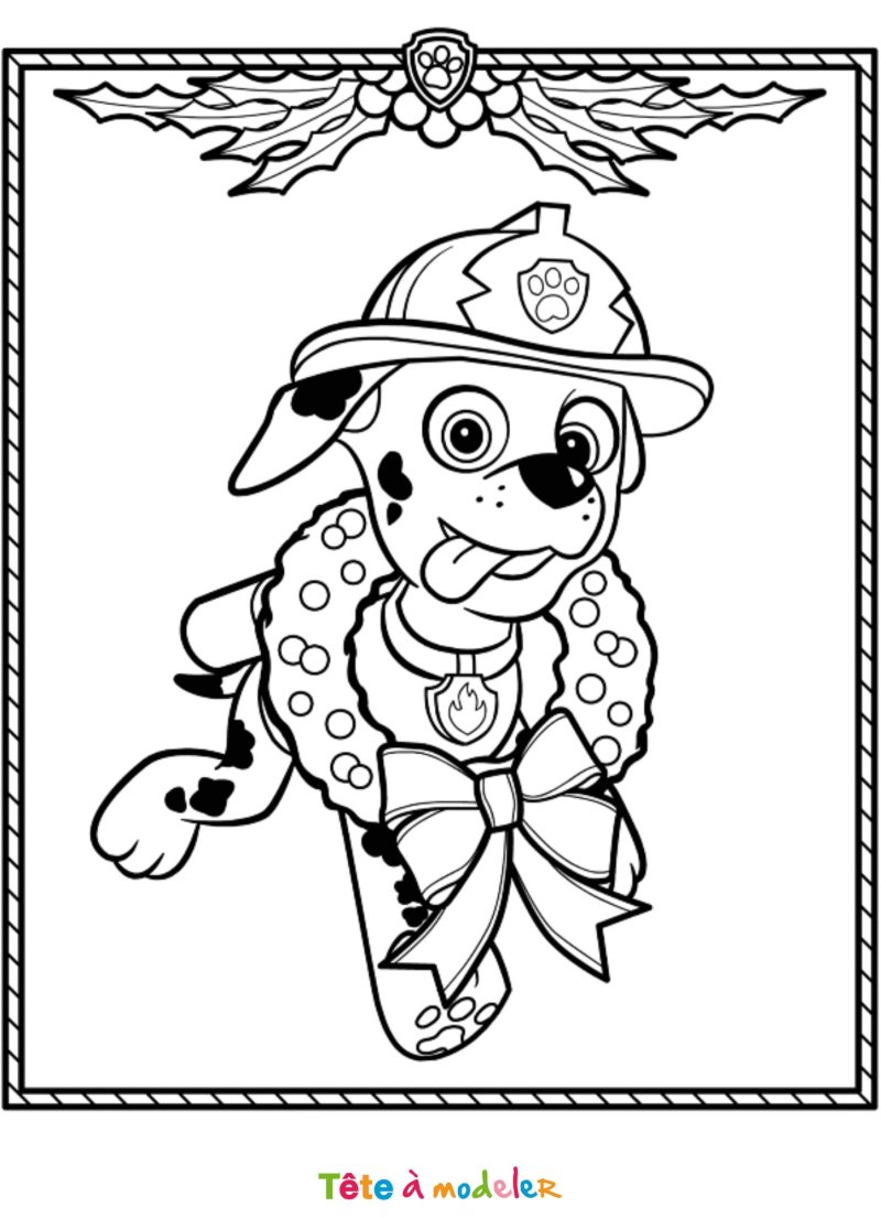 Coloriage Marshall à Noël