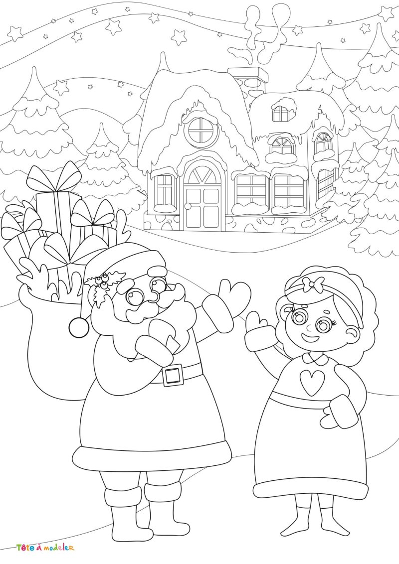 Coloriage Mère Noël à imprimer