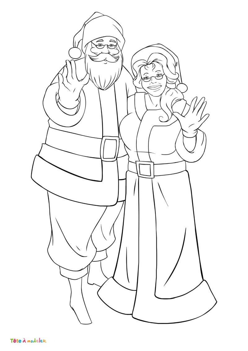 Coloriage Mère Noël en pdf