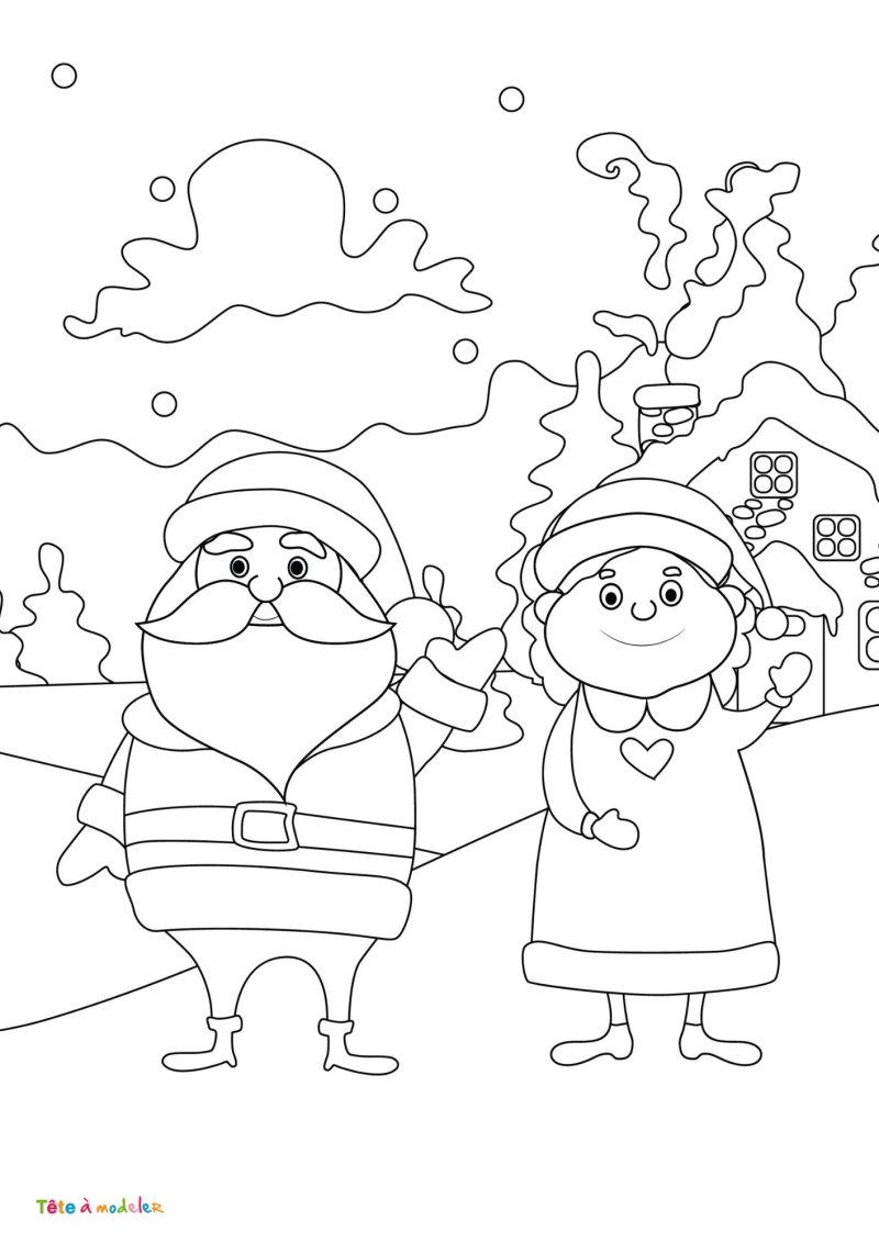 Coloriage Mère Noël facile