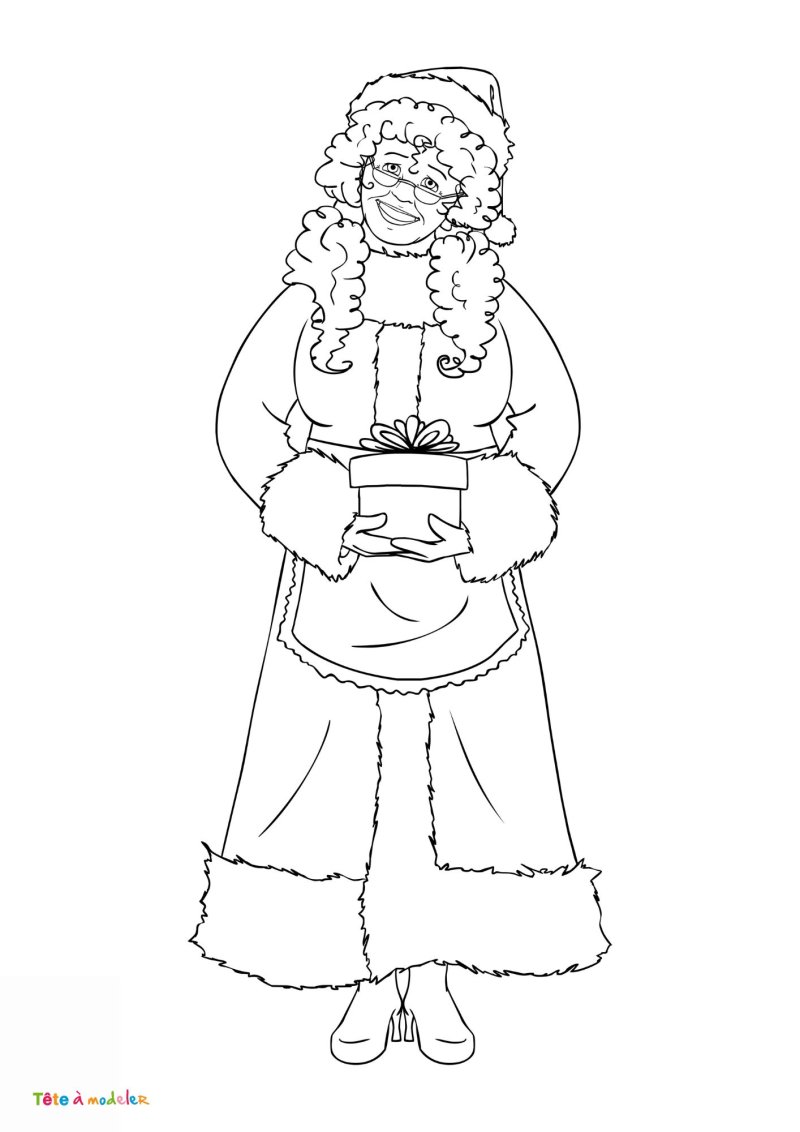 Coloriage Mère Noël gratuit