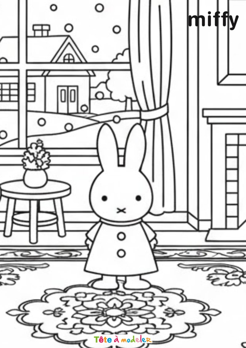 Coloriage de Miffy en hiver