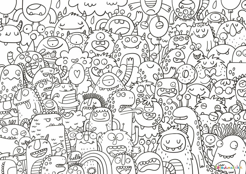 Coloriage monstres kawaii