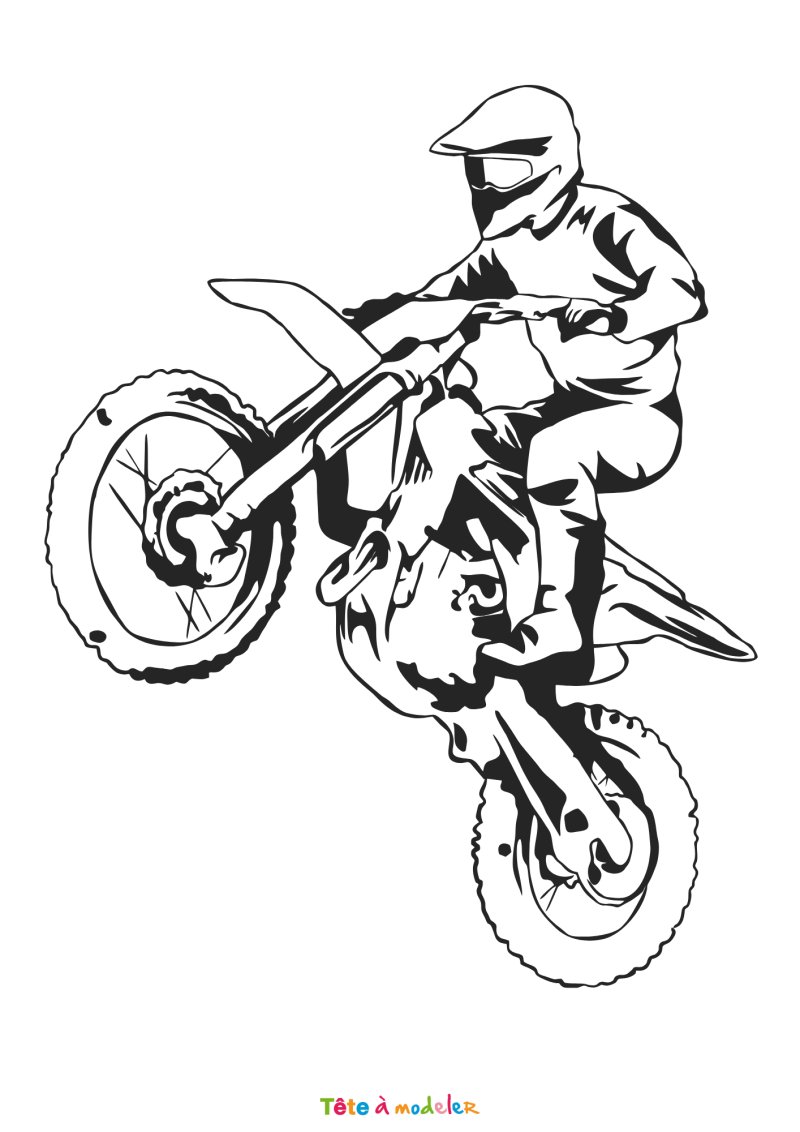 Coloriage motocross facile