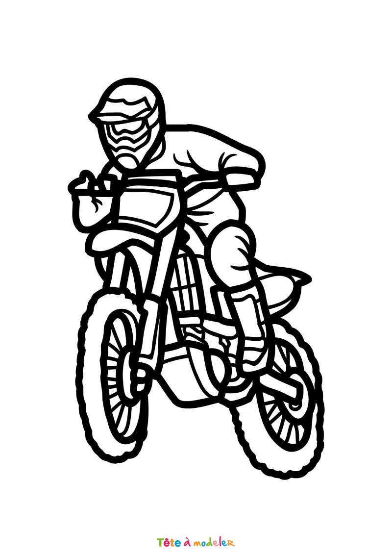 Coloriage motocross portrait