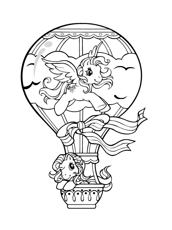Coloriage My little Pony en montgolfière