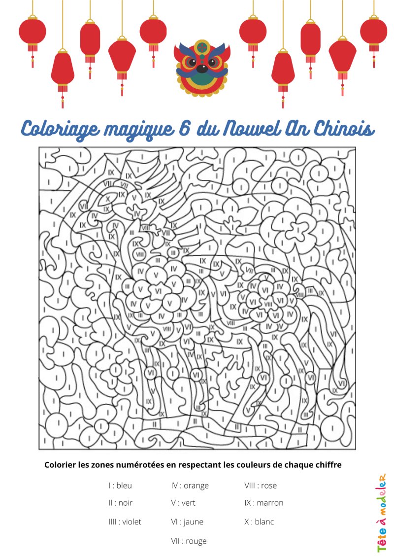 coloriage num&eacute;rot&eacute; chiffres romains