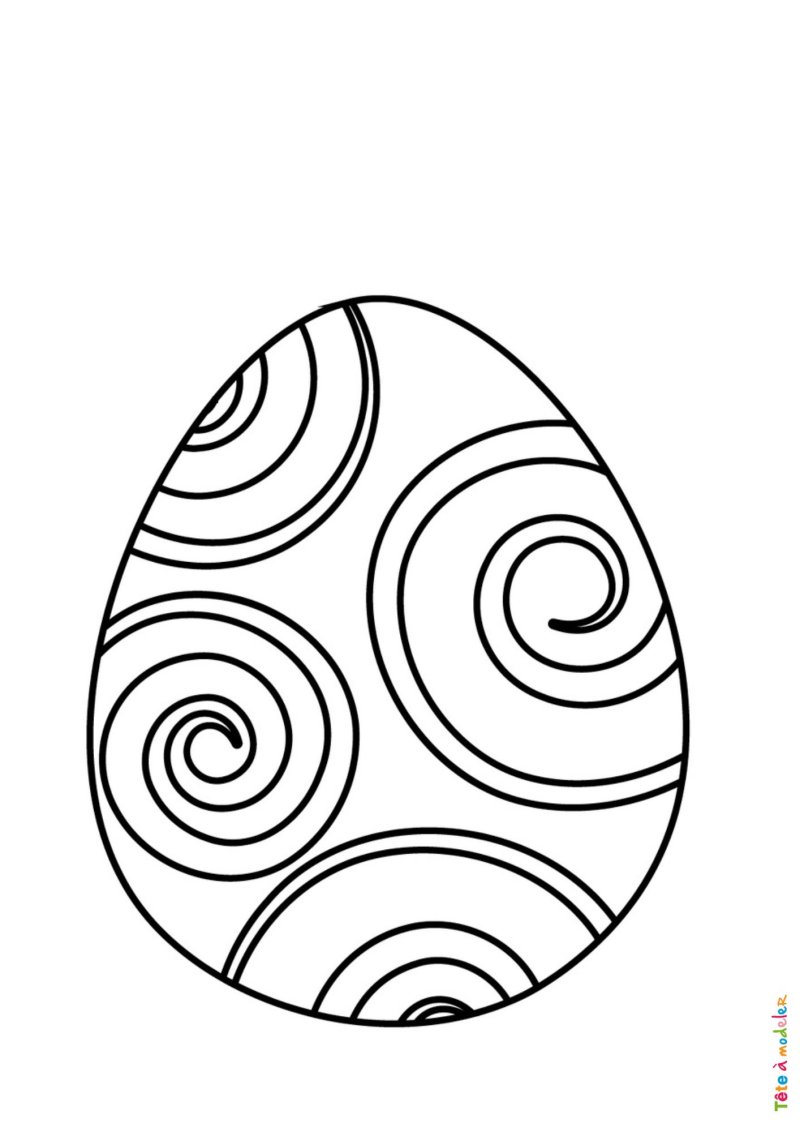 Coloriage d'un oeuf de Pâques à spirales