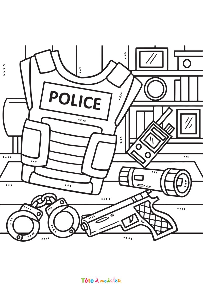 Coloriage panoplie police