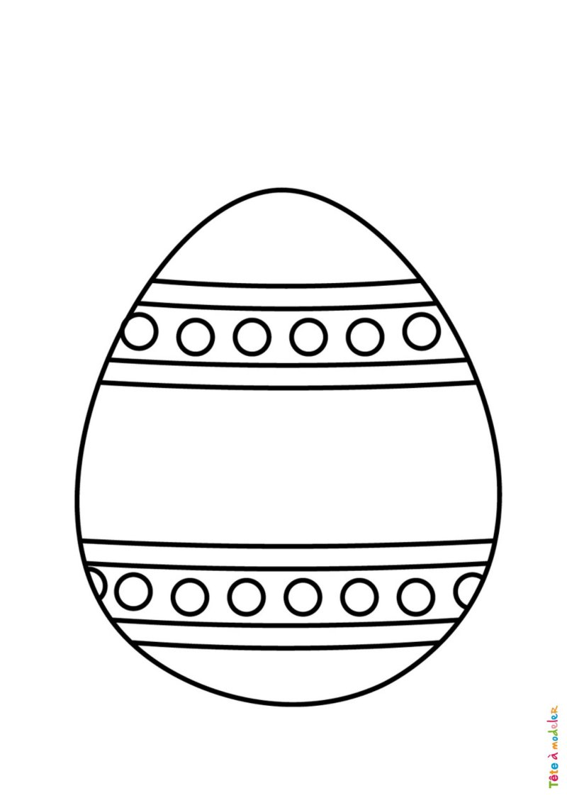 Coloriage d'un oeuf de Pâques avec des bandes et des cercles