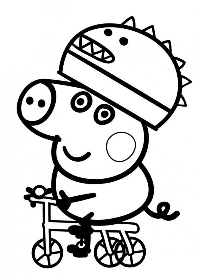 Coloriage Peppa Pig en tricycle