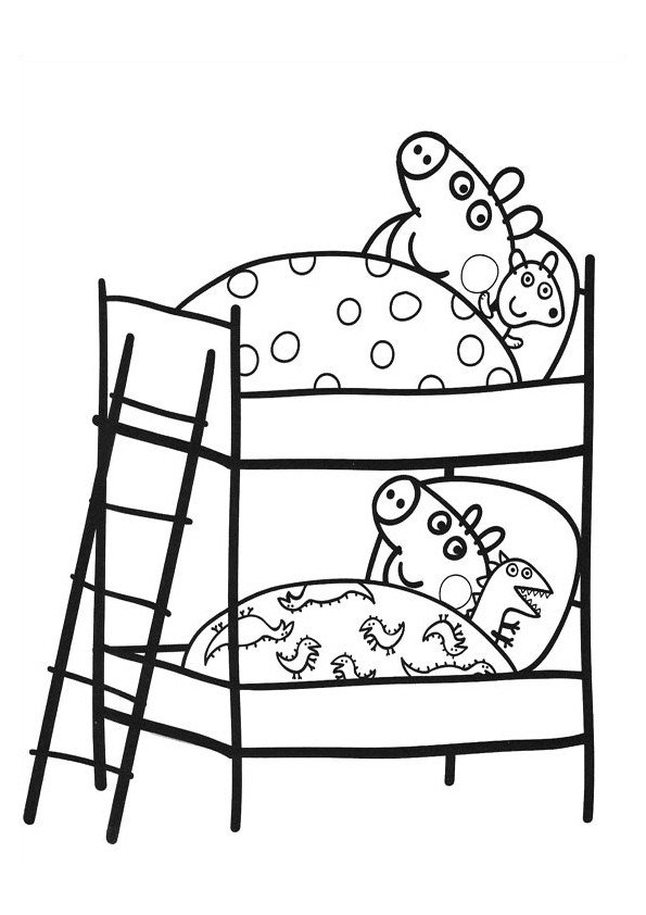Coloriage Peppa Pig qui dort