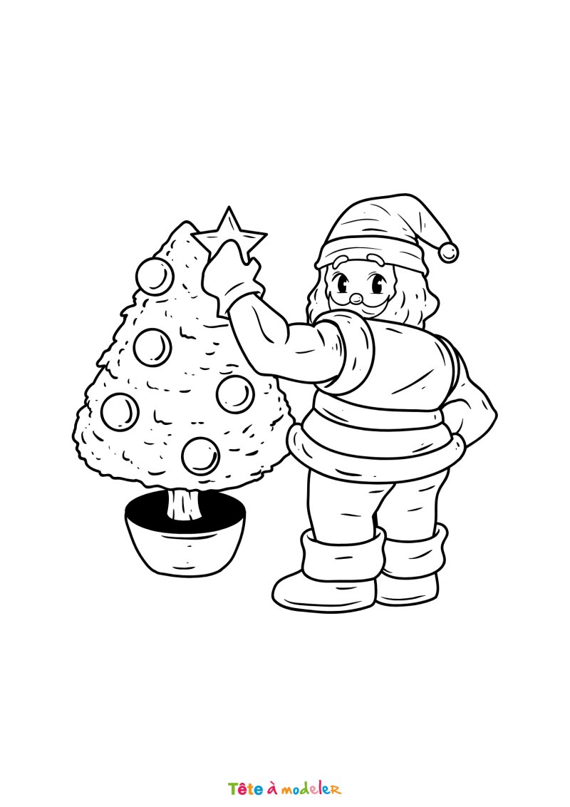 Le coloriage d'un Père Noël à imprimer
