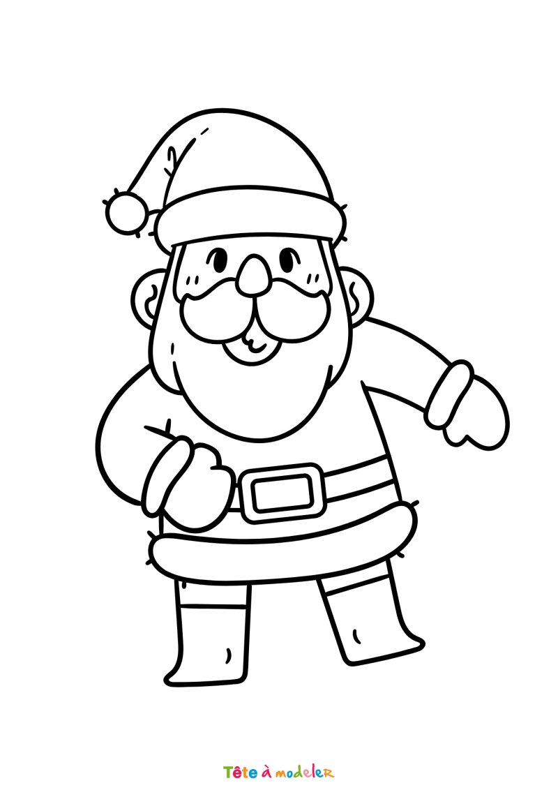 Le coloriage d'un Père Noël joyeux à imprimer