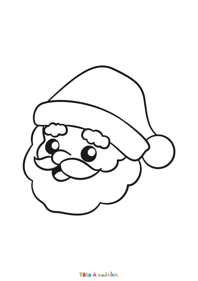 Le coloriage d'un Père Noël kawaii à imprimer