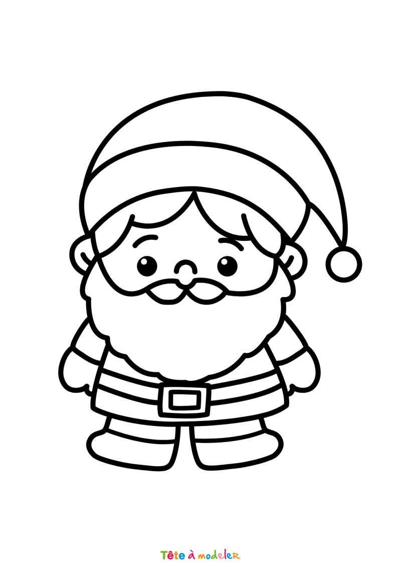 Le coloriage d'un Père Noël mignon à imprimer
