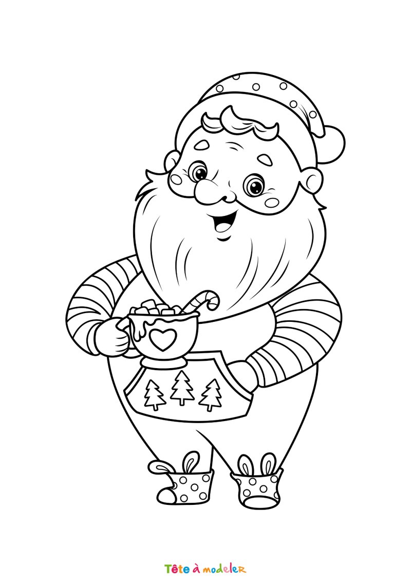 Le coloriage d'un Père Noël rigolo à imprimer