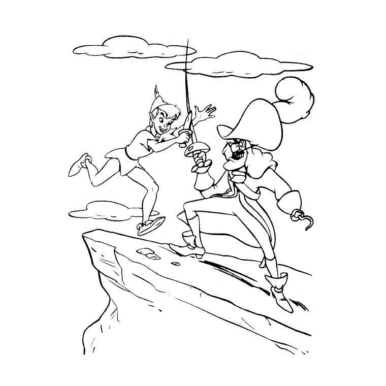 Coloriage Peter pan et le capitaine crochet