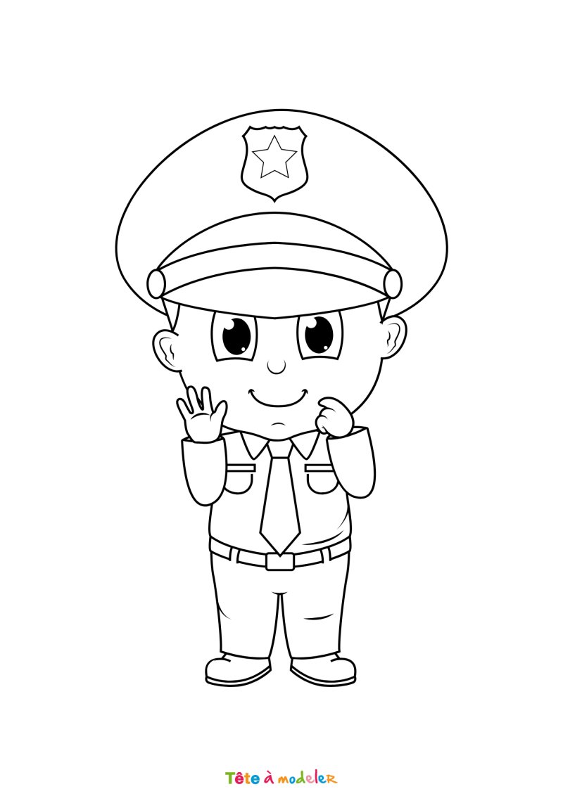 Coloriage policier gentil