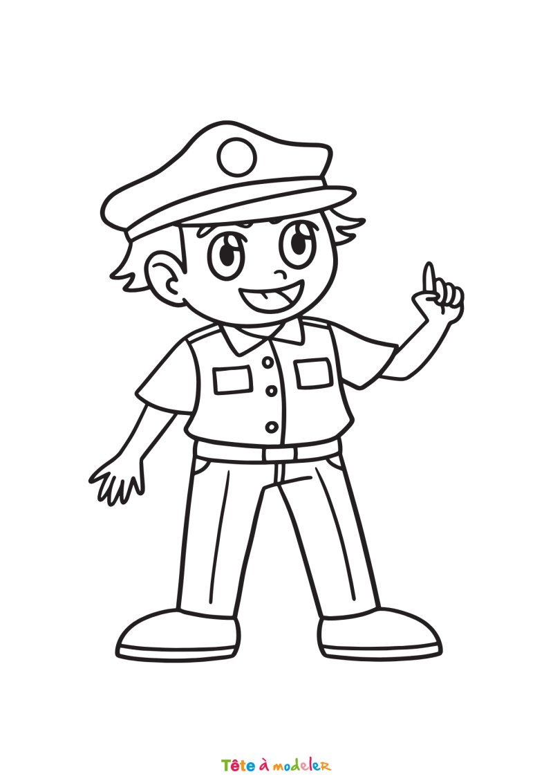 Coloriage policier à télécharger