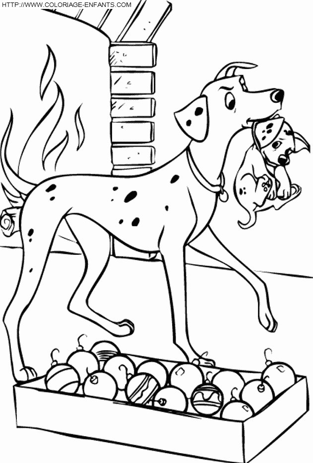Coloriage Pongo avec un chiot