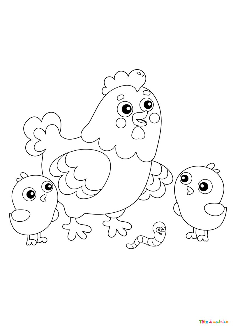 Coloriage poule #04