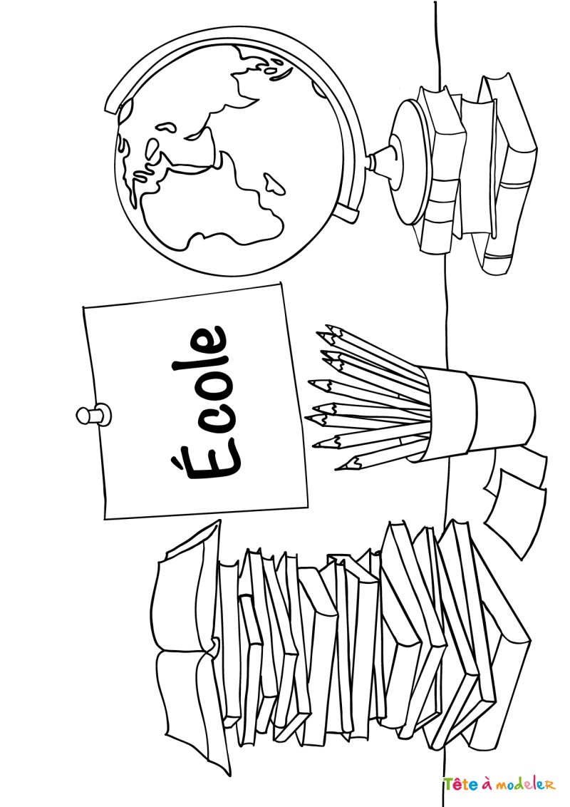 Coloriage rentrée école 3