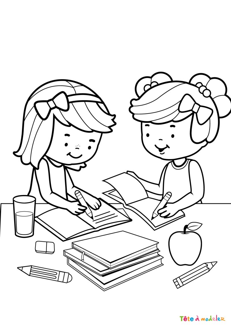 Coloriage rentrée école 4