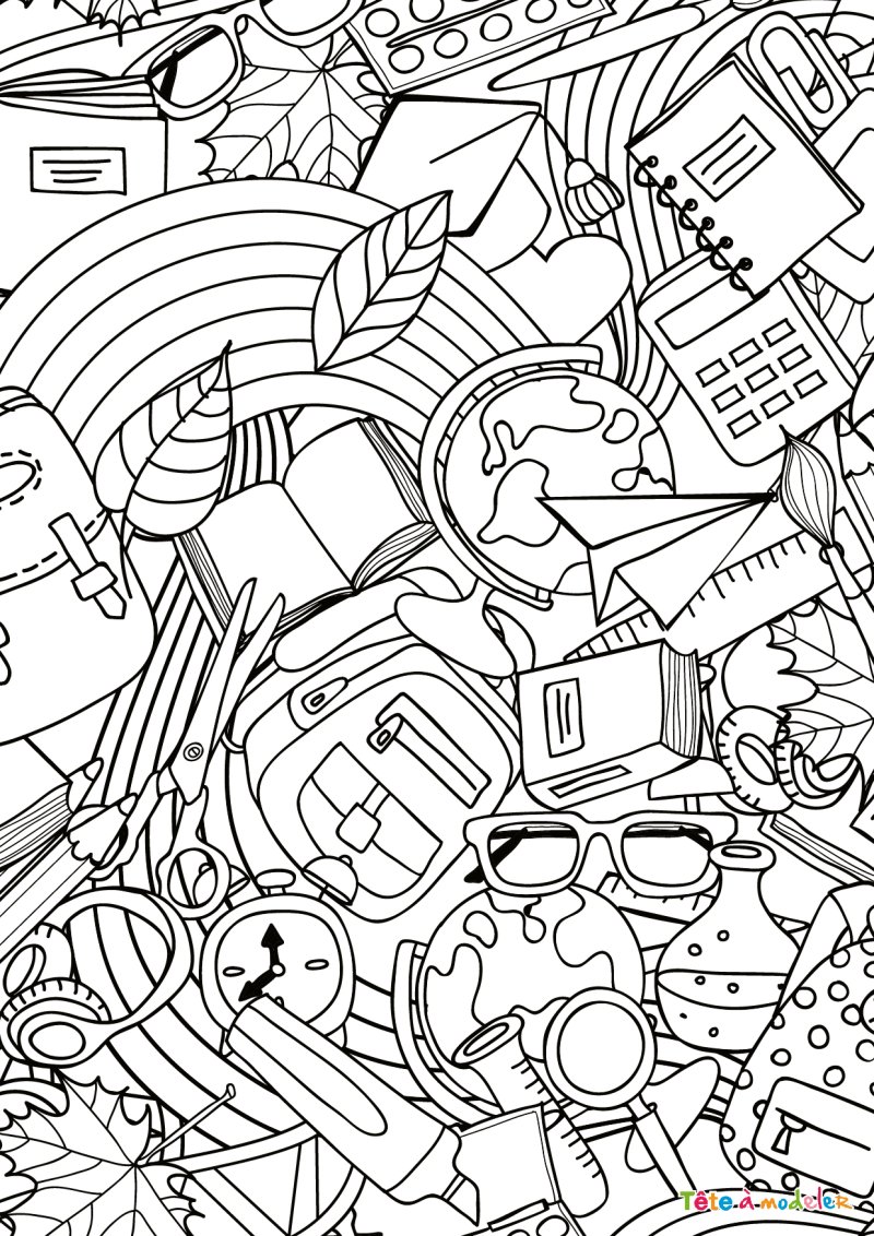 Coloriage rentrée école 6