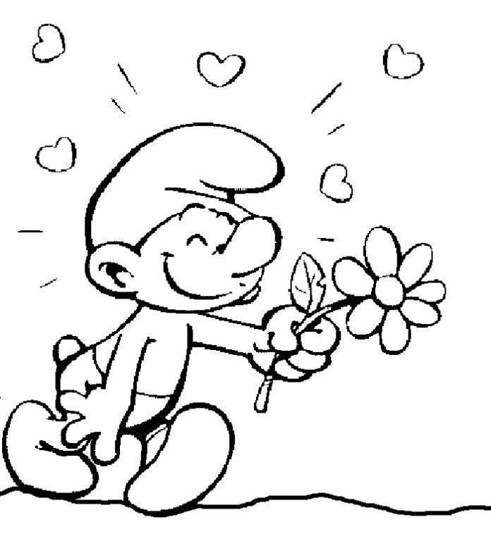 Coloriage Schtroumpf amoureux