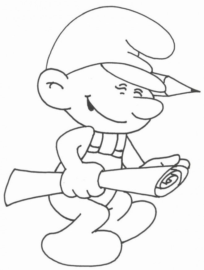 Coloriage Schtroumpf bricoleur