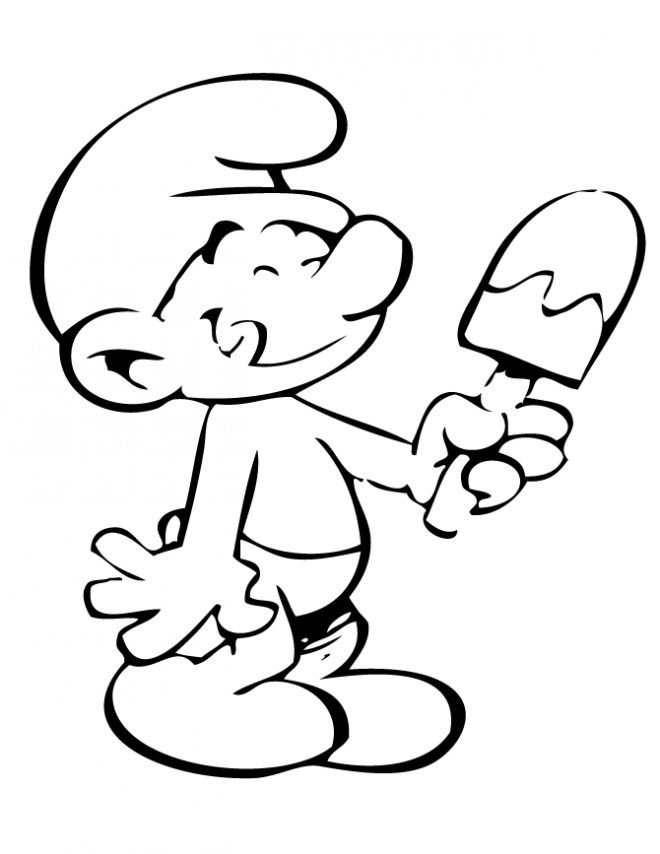 Coloriage Schtroumpf gourmand