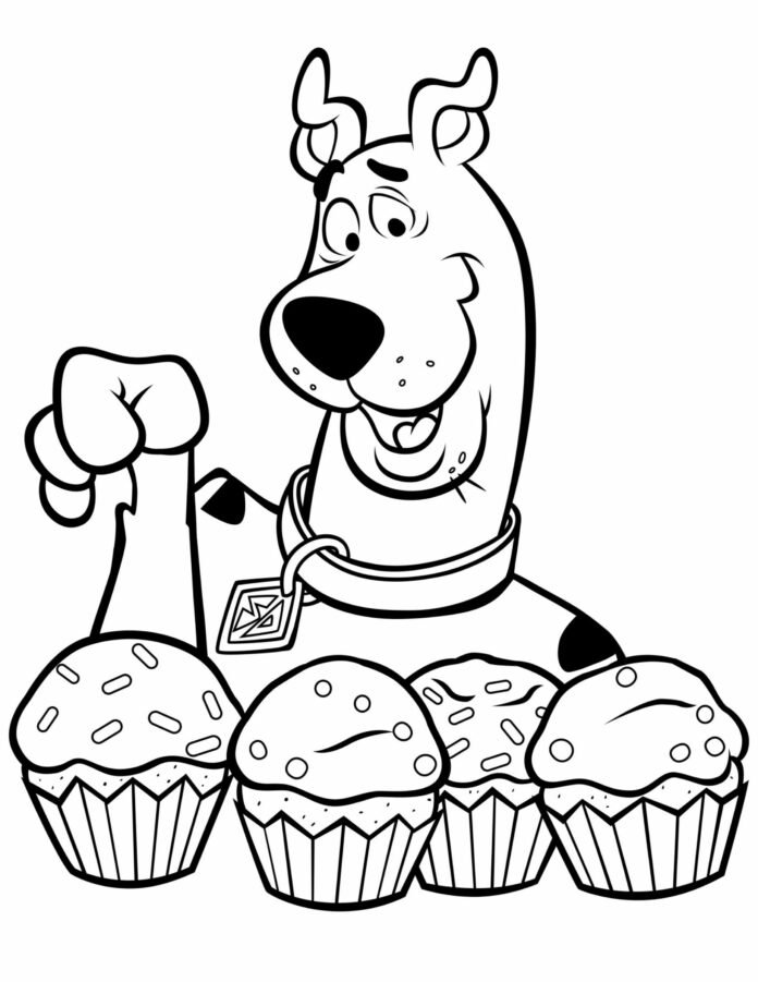 Coloriage Scooby Doo qui mange