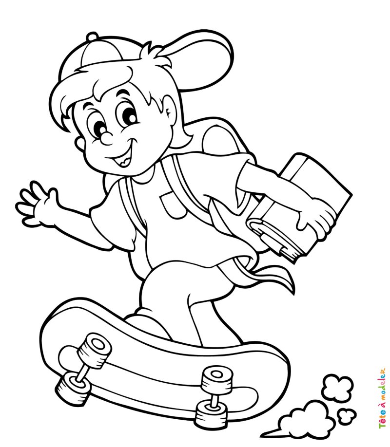 Coloriage skateboard #01