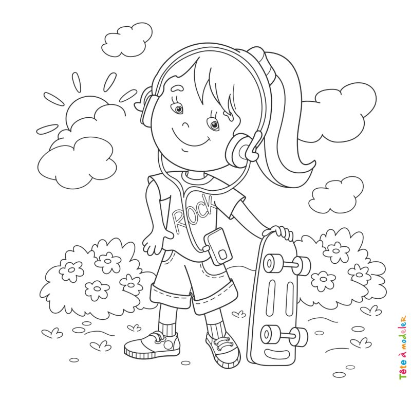 Coloriage skateboard #07