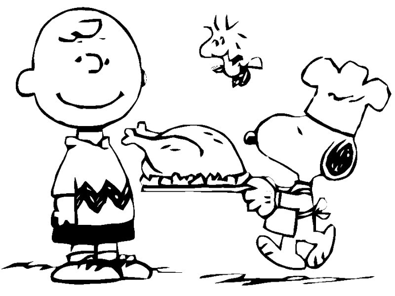 Coloriage snoopy et la dinde