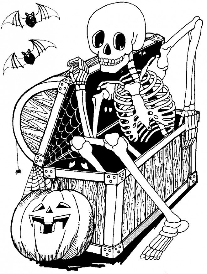 Coloriage squelette #03