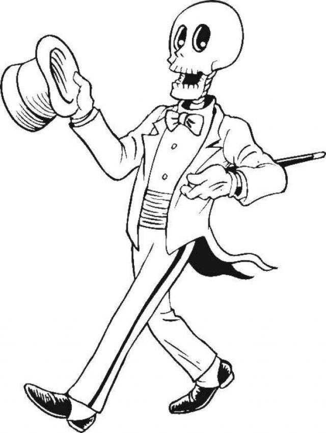 Coloriage squelette #04