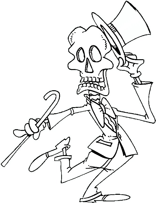Coloriage squelette #07