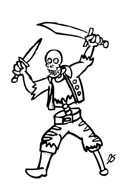 Coloriage squelette #08