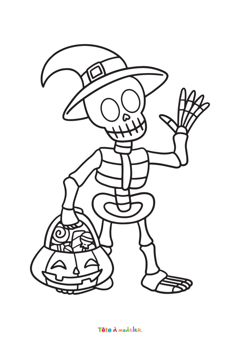 Coloriage squelette facile