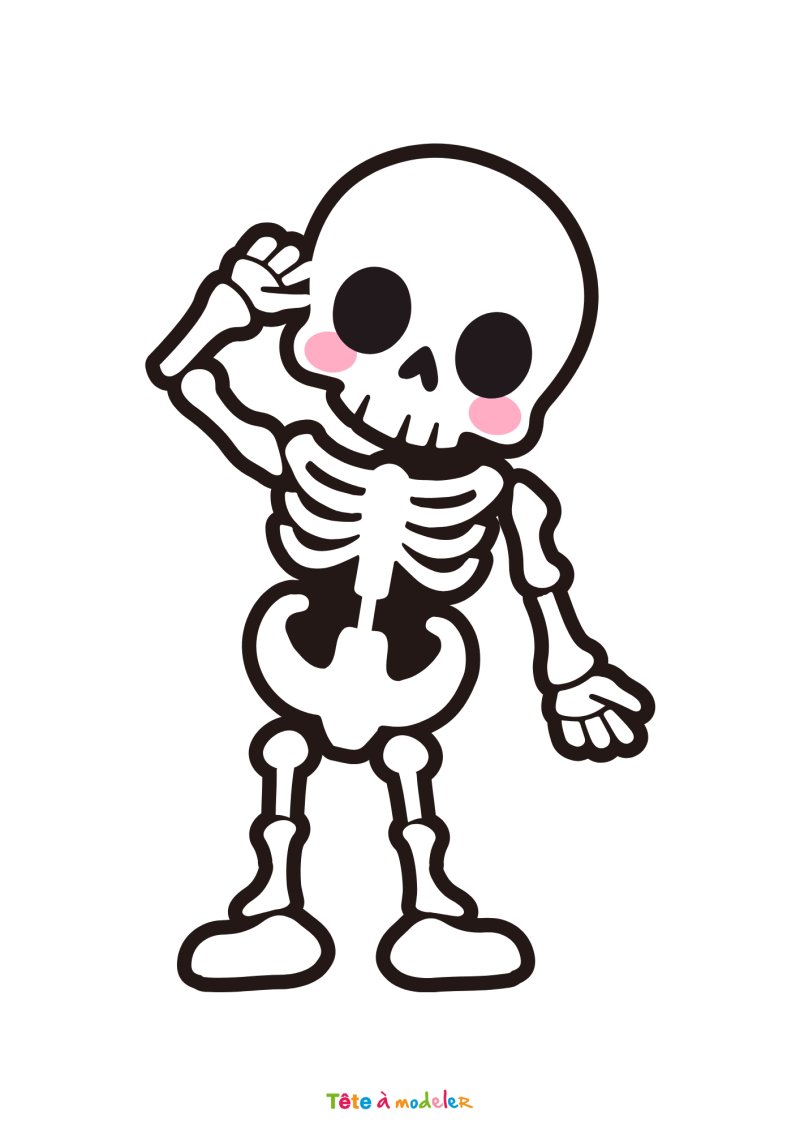 Coloriage squelette kawaii