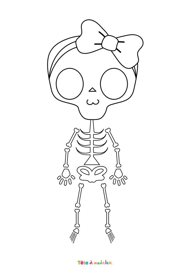 Coloriage squelette mignon