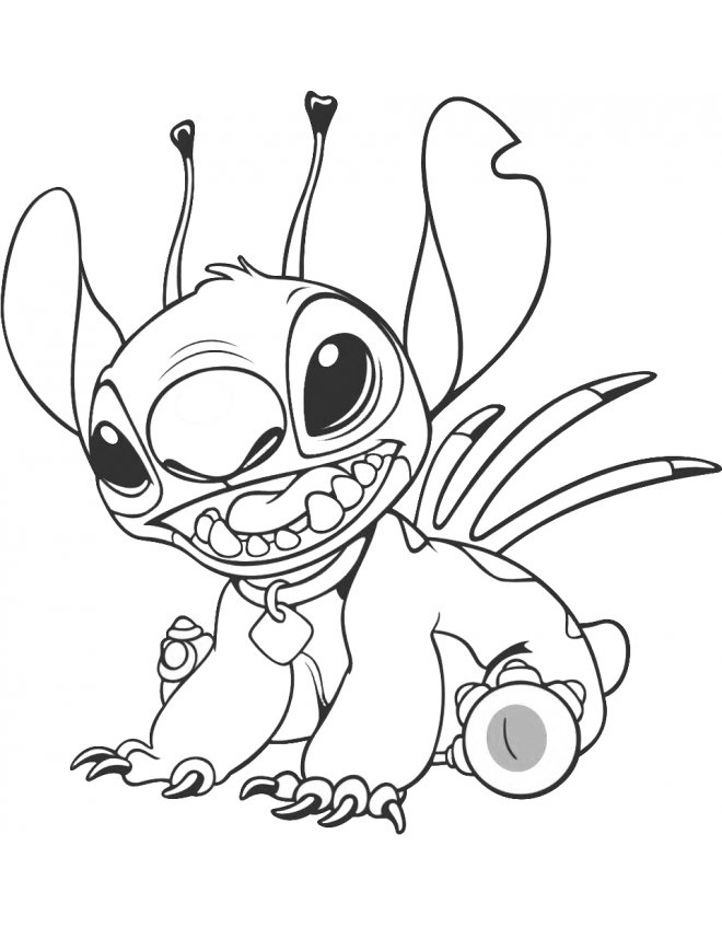 Coloriage Stitch qui fait peur