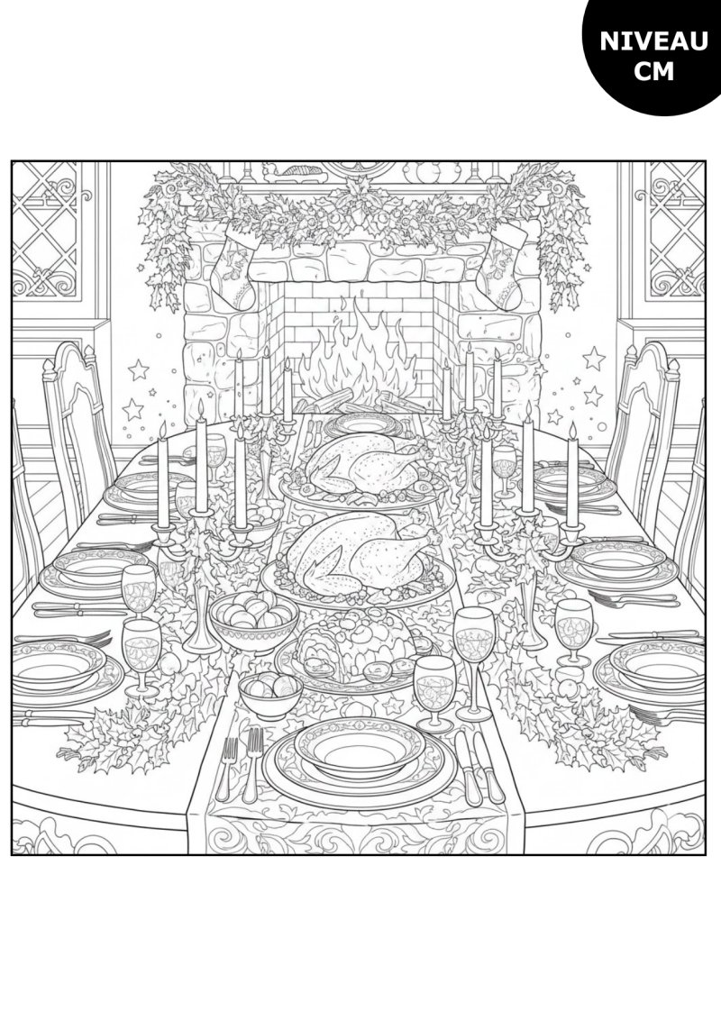 Coloriage table de Noël