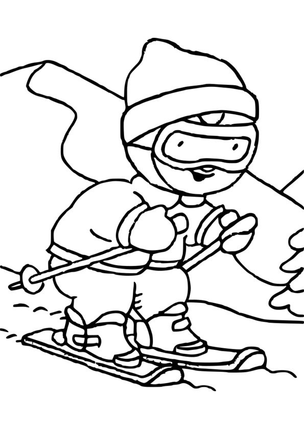 Coloriage Tchoupi au ski